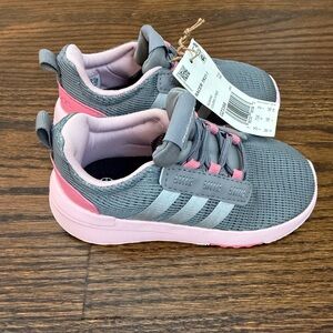 NWT Adidas Kids Gray and Pink Sneakers. Size 8k